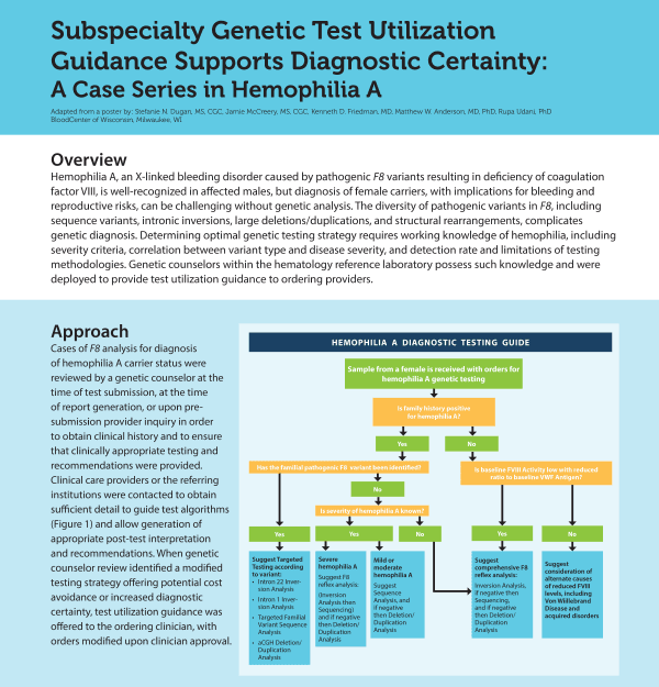 Subspecialty Genetic Test Utilization Guidance Supports Diagnostic Certainty Poster